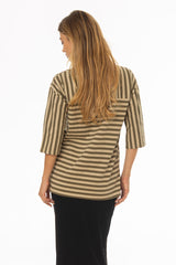 Green Striped Contrast T-Shirt