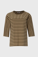Green Striped Contrast T-Shirt