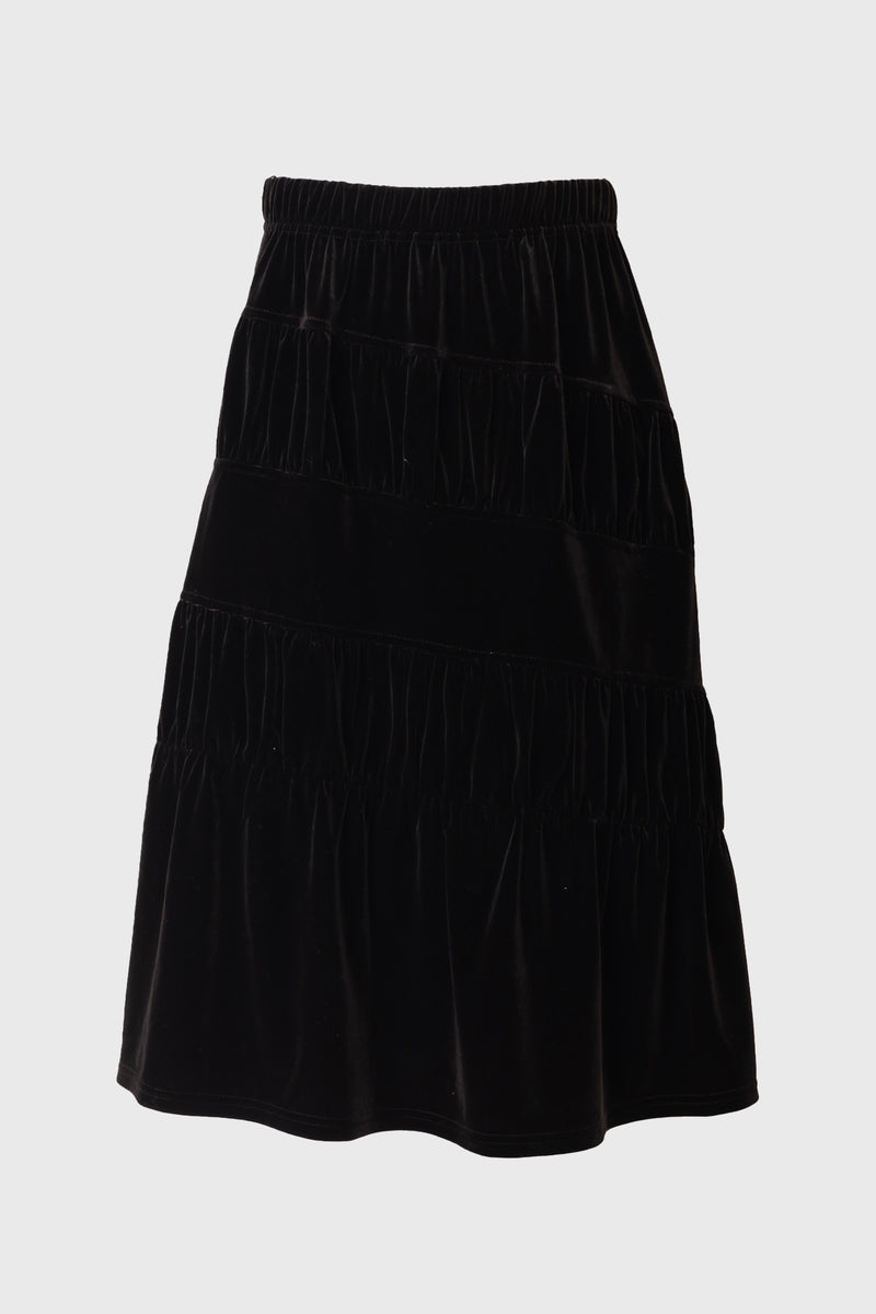 Black Layered Velvet Skirt