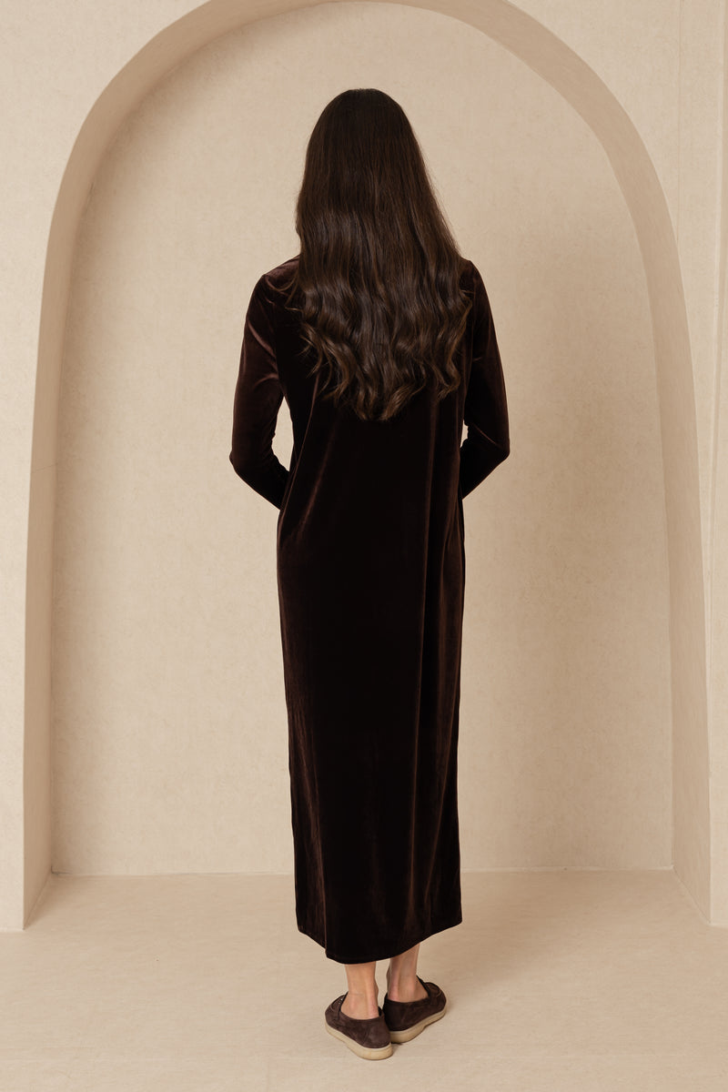 Brown Velour Basic Maxi