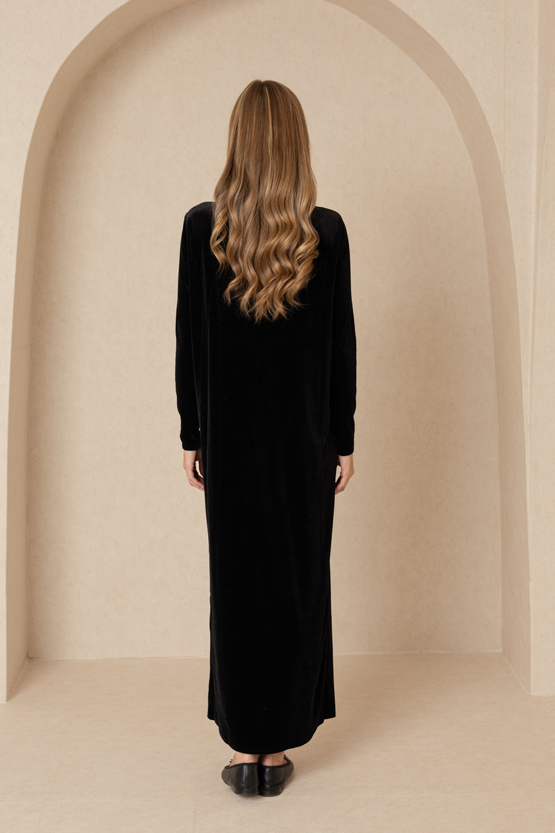 Black Velour Basic Maxi