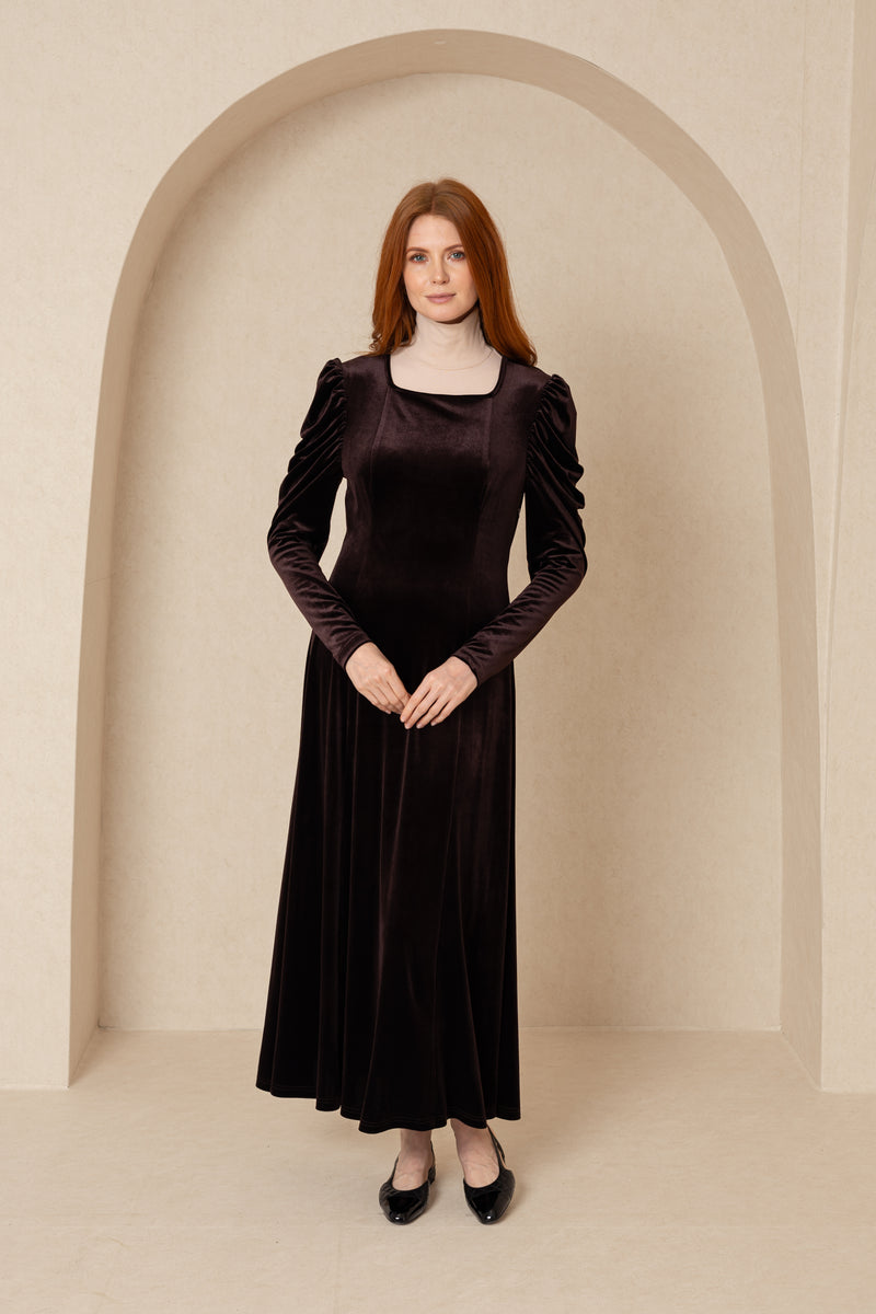 Brown Velvet Square Neck Dress – BLANK Brown Velvet Square Neck Dress – BLANK
