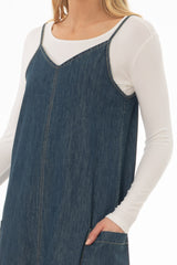 Vintage Blue Cargo Denim Maxi Jumper
