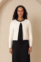 Winter White Waffle Knit Cardi