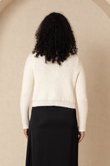 Winter White Waffle Knit Cardi