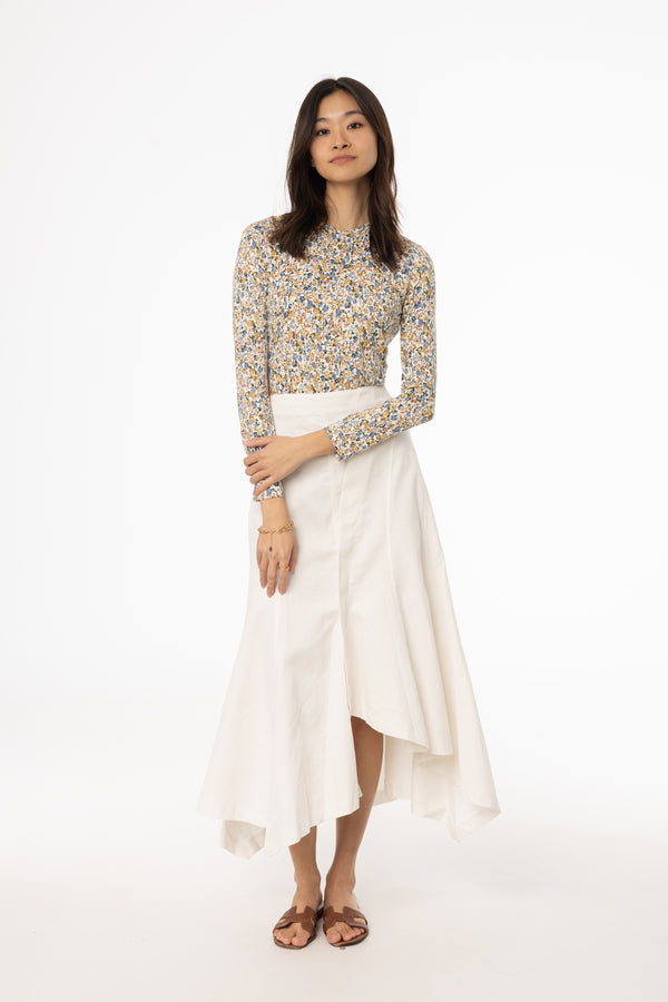 White Asymmetrical Maxi Skirt