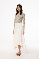 White Asymmetrical Maxi Skirt