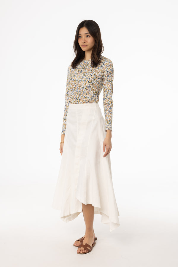 White Asymmetrical Maxi Skirt