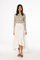 White Asymmetrical Maxi Skirt