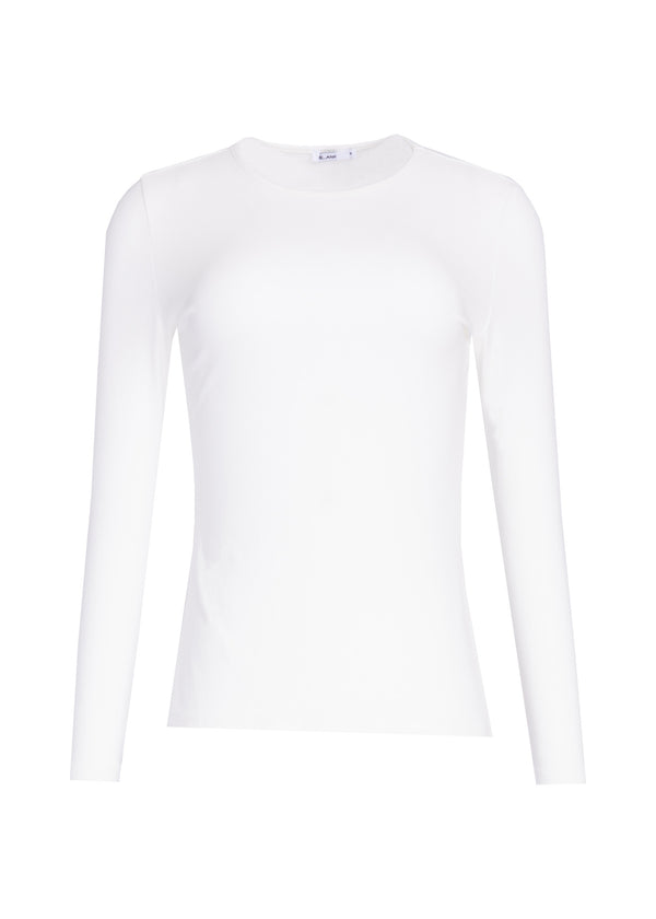 White Basic Long Sleeve Round Neck T-Shirt