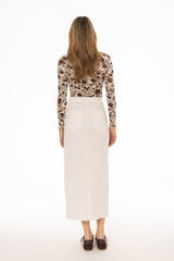 White Coin Pocket Denim Maxi Skirt