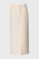 White Coin Pocket Denim Maxi Skirt