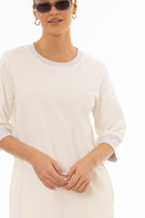 White Contrast T-Shirt Dress