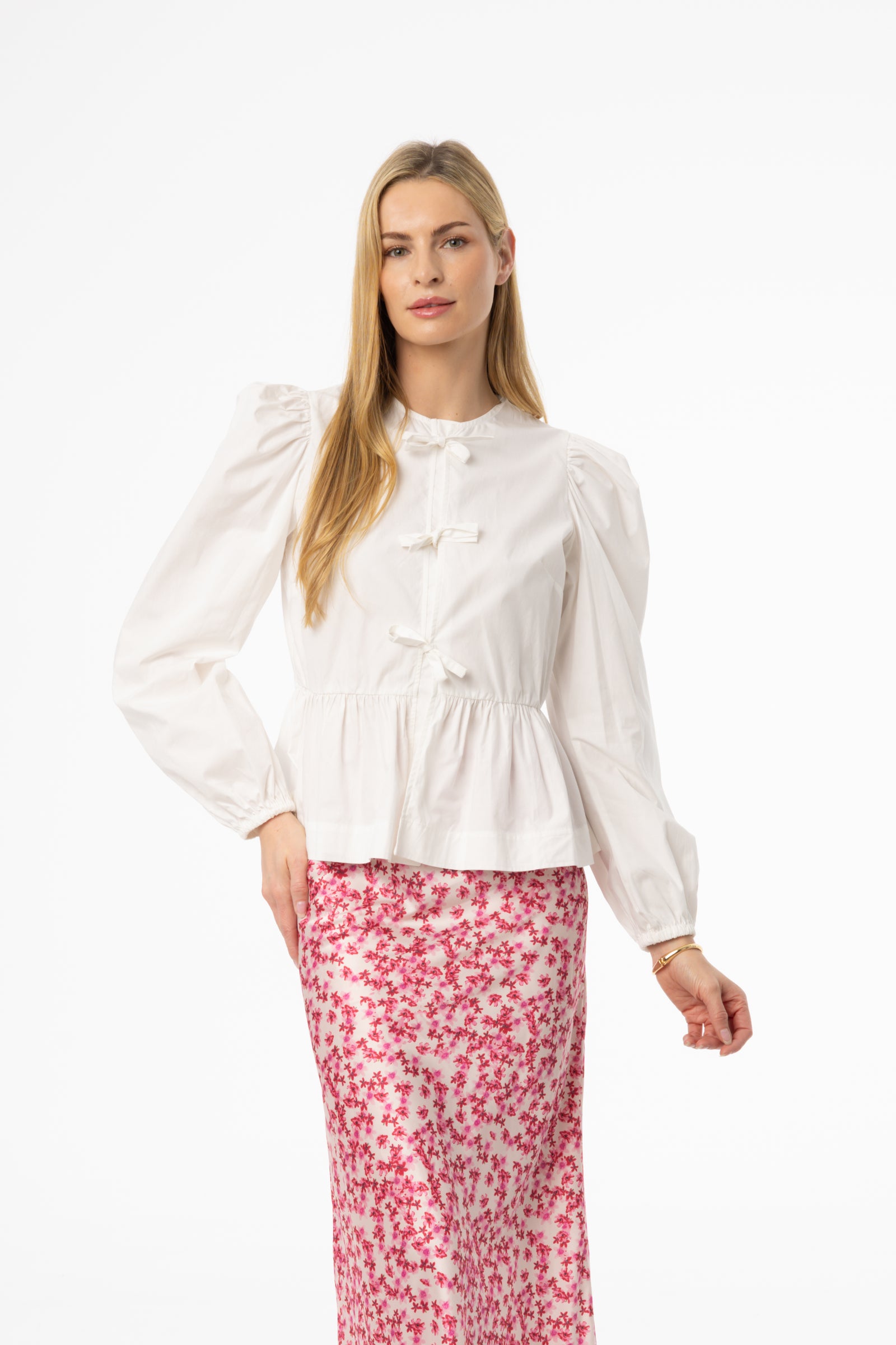 White Cotton Bow Blouse – BLANK