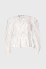 White Cotton Bow Blouse