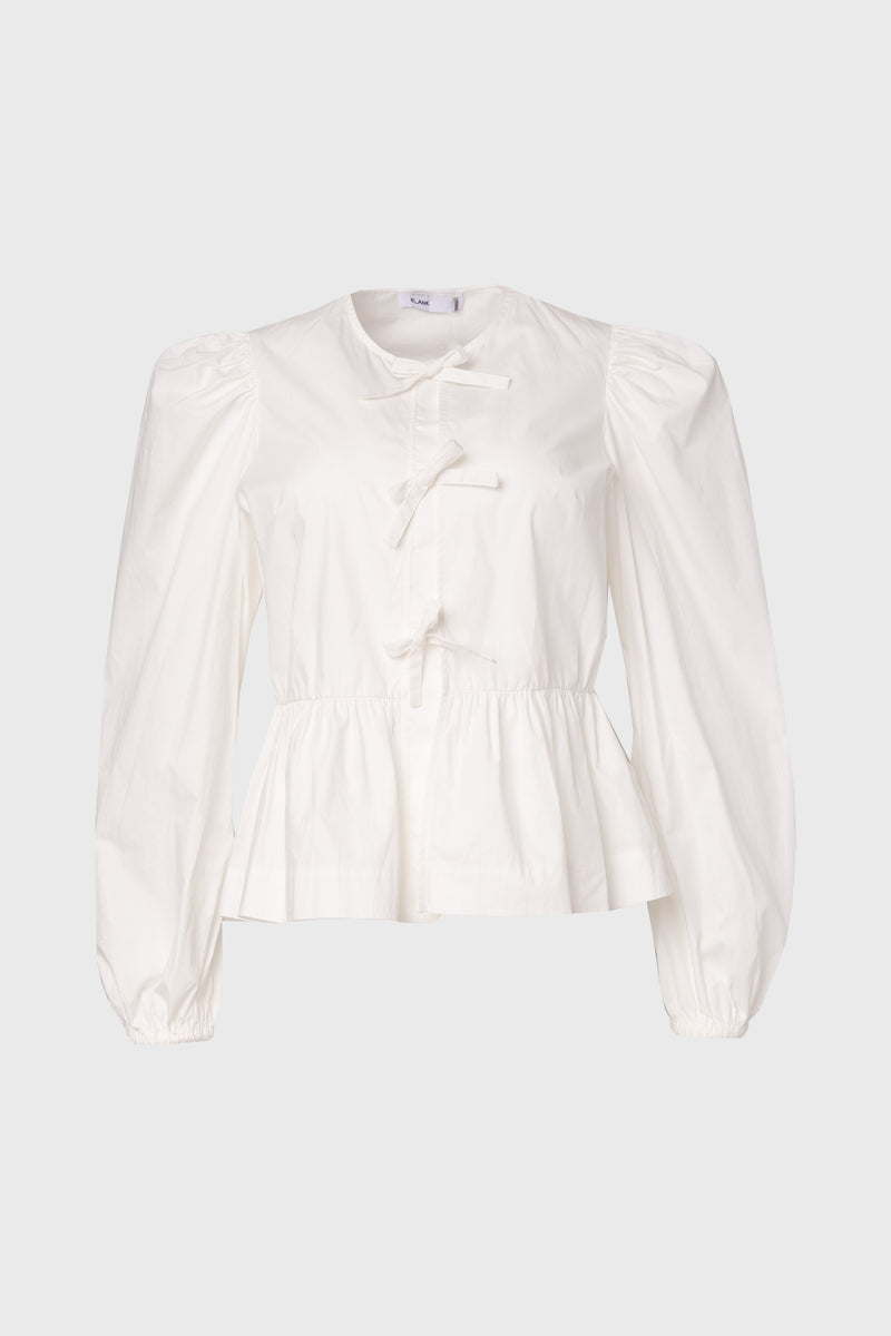 White Cotton Bow Blouse