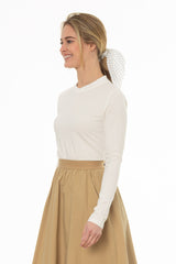 White Crossover Neck T-Shirt