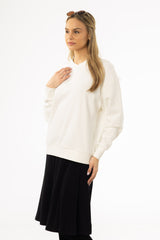White Crossover Neck Detail Sweatshirt