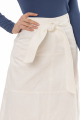 White Denim Belted A-Line Maxi Skirt