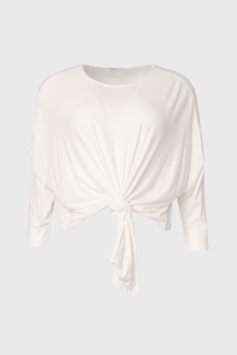 White Dolman Tie Knot Tee