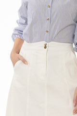 White Double Button A-Line Maxi Skirt
