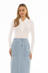 White Drawstring Polo T-Shirt