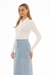 White Drawstring Polo T-Shirt