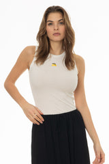 White Embroidered Tank Top