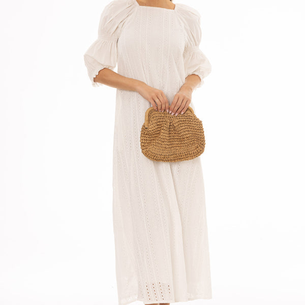 White Eyelet Maxi Dress  BLANK