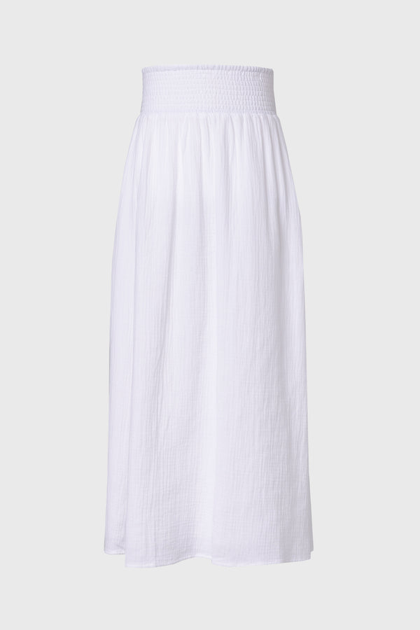 White Gauze Smocked Skirt