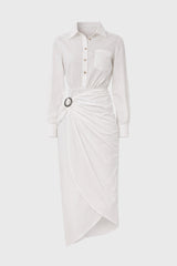 White Half Wrap Cotton Maxi Dress