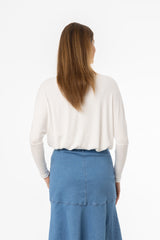 White Henley Dolman T-Shirt