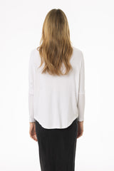 White Henley Dolman T-Shirt