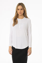 White Henley Dolman T-Shirt