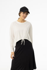 White High Low Drawstring Tee