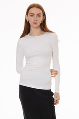 White Long Sleeve Ribbed T-Shirt