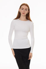 White Long Sleeve Ribbed T-Shirt