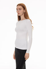 White Long Sleeve Ribbed T-Shirt