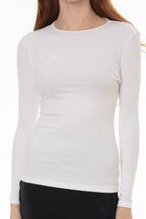 White Long Sleeve Ribbed T-Shirt