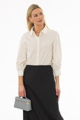 White Paisley 3/4 Sleeve Blouse