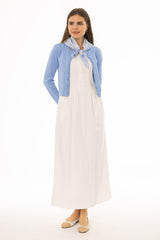 White Pintuck Cotton Maxi Jumper