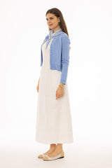 White Pintuck Cotton Maxi Jumper
