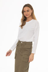 White Relaxed Fit long Sleeve T-Shirt