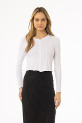 White Ribbed Cardigan