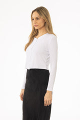 White Ribbed Cardigan
