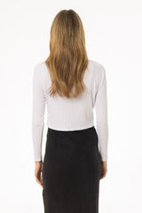 White Ribbed Cardigan