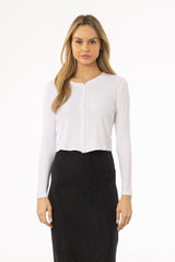 White Ribbed Cardigan