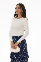 White Ribbed Knit Top