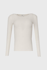 White Ribbed Knit Top