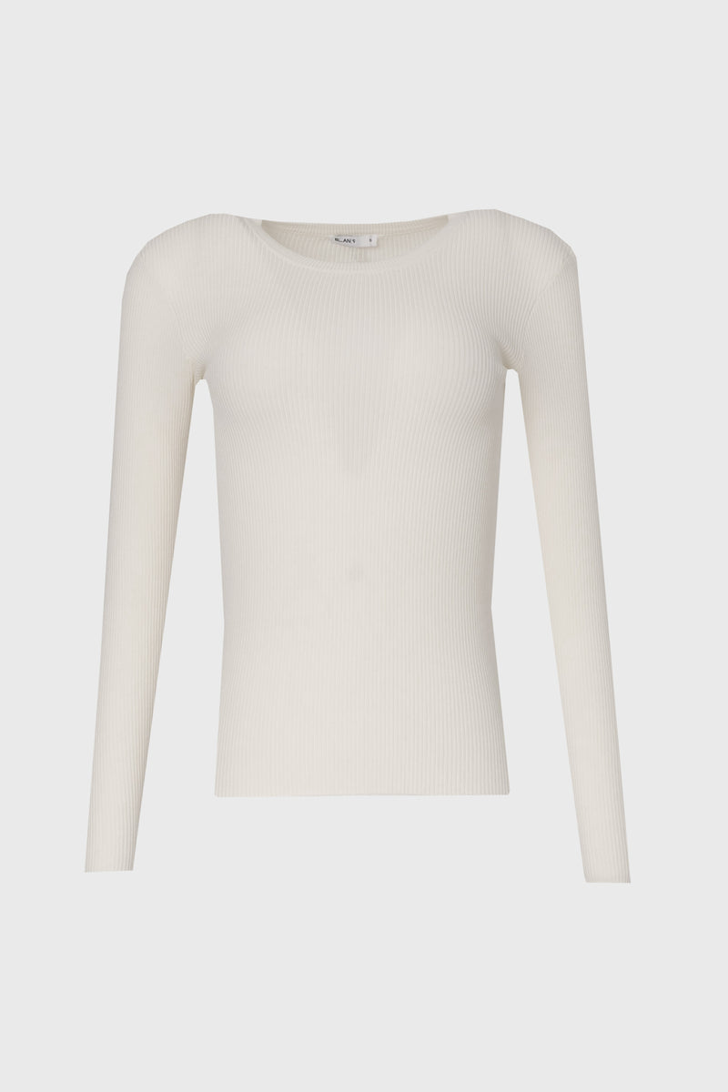 White Ribbed Knit Top – BLANK